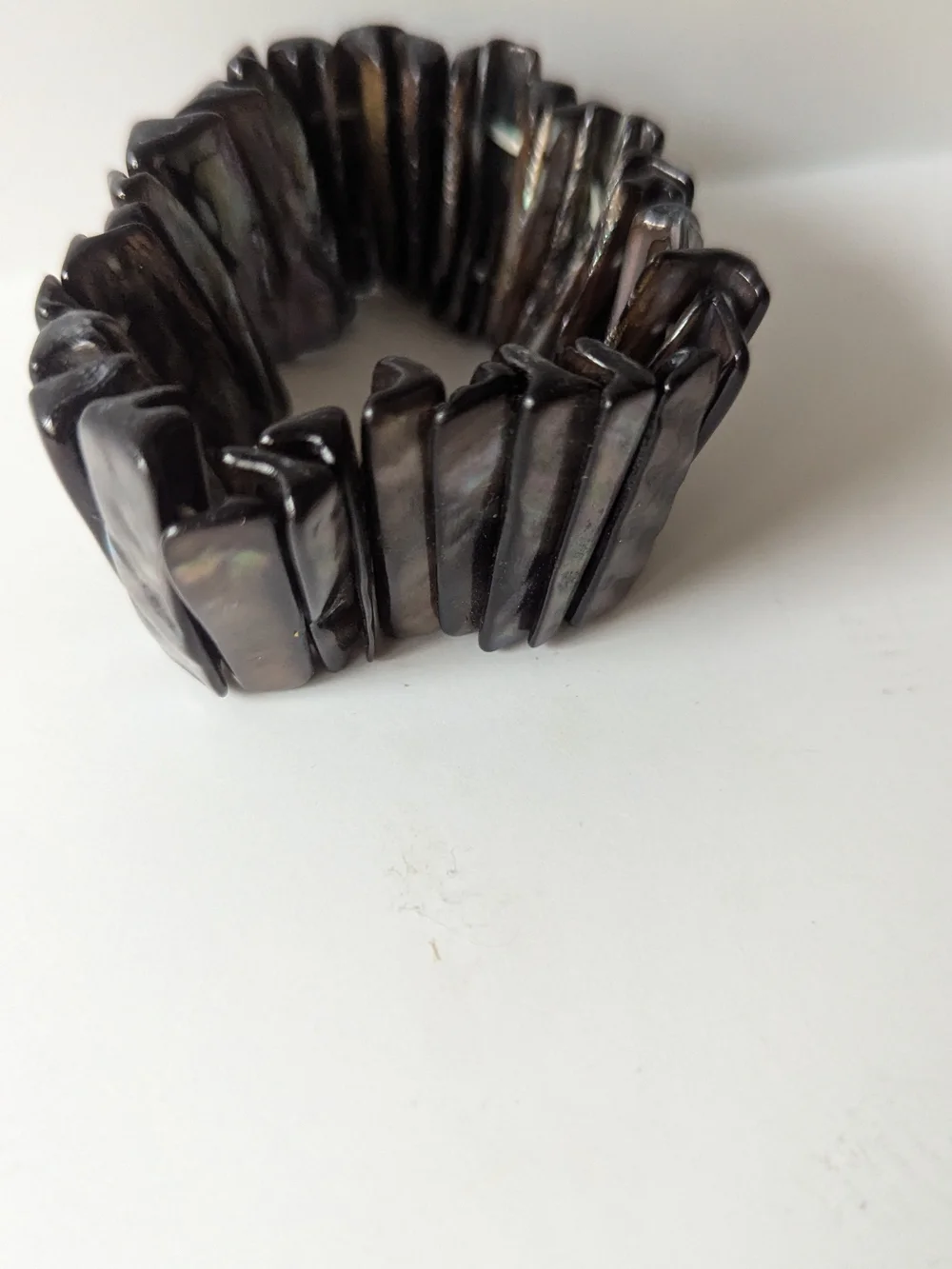 Iridescent Black Abalone Stretch Bracelet